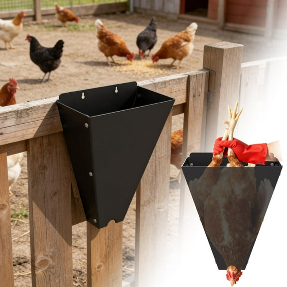 Chicken Killing Cone - Premium Metal Poultry Restraining Cone for Broilers, Anti-Rust Coating & Flat Back Design, Layers & Small Turkeys