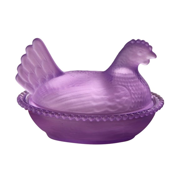 Chicken Kitchen Decor Candy Dish With Lid Hen On Nest, Glass Vintage Rooster Candy Jar, Rural Farmhouse Style Candy Bowl for Home Kitchen Decor & Gift Giving