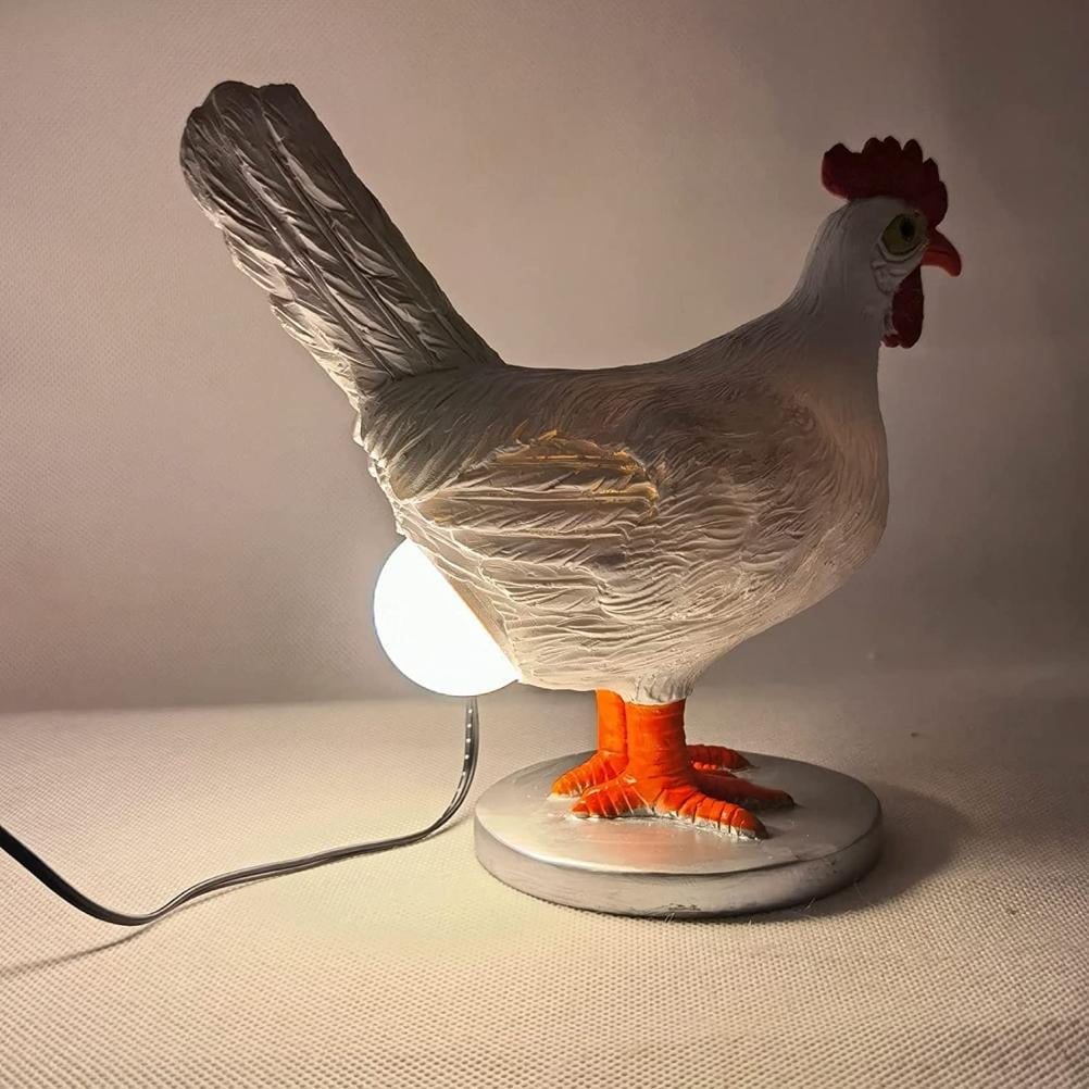 Chicken LED Lamp Resin Lifelike Chicken Laying Egg Night Light Novel