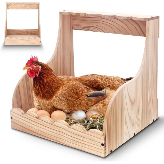 Chicken Laying Eggs Boxes,Single Compartment Nesting Box(13.75" L x 13" W x 14.5" H),Big Duty Laying Nest Box for Duck Birds Poultry, Easy Assembly