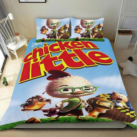 Chicken Little Themed Bed Sheet Set Three Piece Set 53x79 Inches Comfortable And Skin Friendly Unique Design Creating A Star Studded Night Home Decor Gifts For Family Friends fans