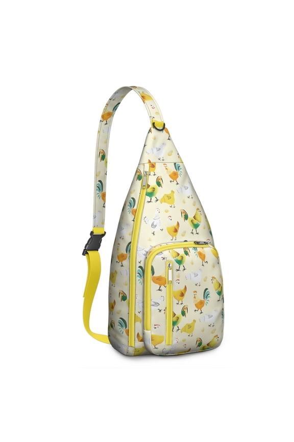 Chicken Lovers Sling Backpack – Farm Animal Print Crossbody Bag, Multi-Functional Lightweight Travel Pack