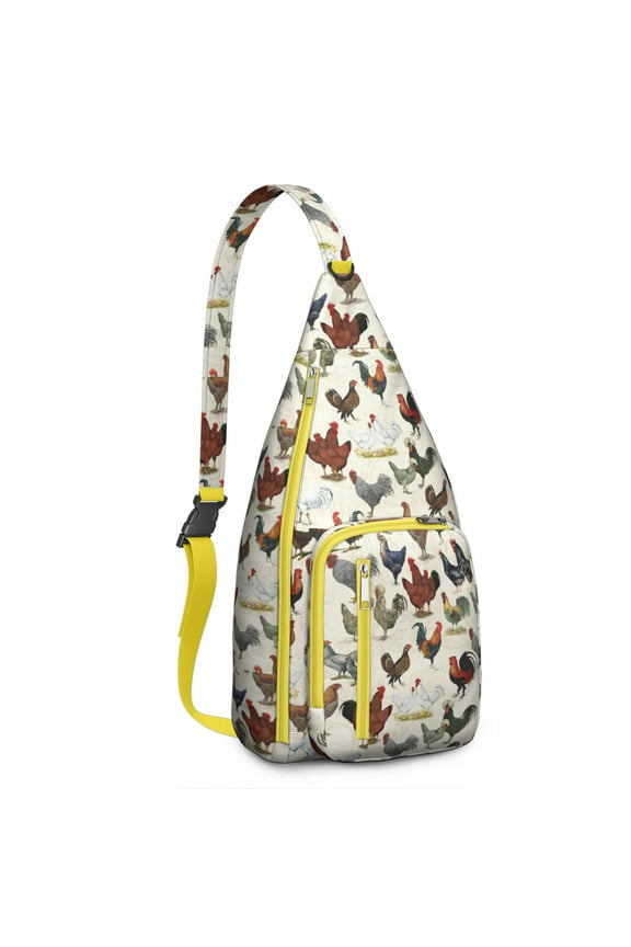 Chicken Lovers Sling Backpack – Farm Animal Print Crossbody Bag, Multi-Functional Lightweight Travel Pack