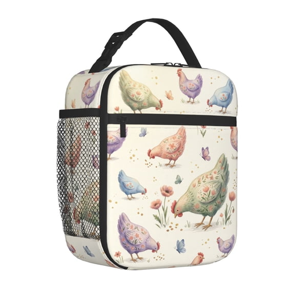 Chicken Lunch Box, Compact Matte Tone Rooster Insulated Tote, Reusable Advanced Tech Thermal Carrier with Grab-and-Go Handle, Practical Daily Food Pack for Adults