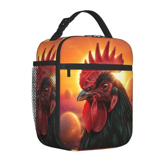 Chicken Lunch Box, Vibrant Double-Sided Cartoon Insulated Bag, Reusable Thick Lining Thermal Bento Container, Creative Character Handbag with Handle