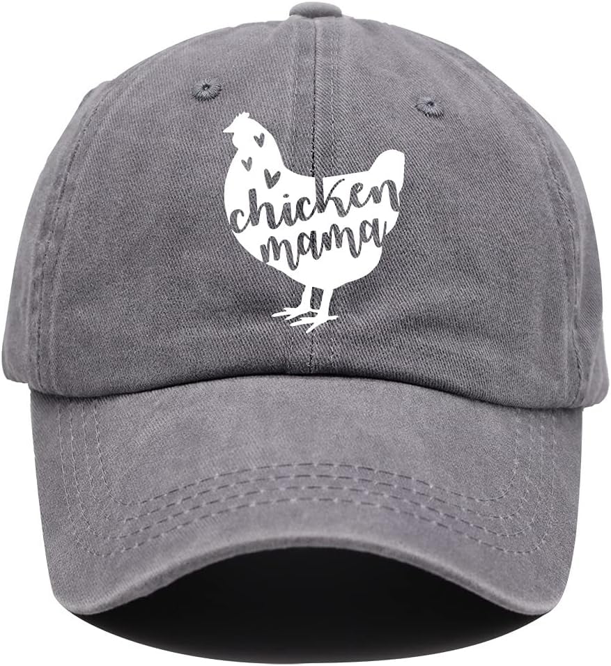 Chicken Mama Hat, Farm Hen Baseball Cap Vintage Washed Distressed Denim ...