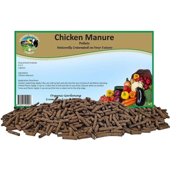 Chicken Manure Pellets 16 Pounds - Nutrient-Rich, Slow-Release Fertilizer with Nitrogen, Phosphorus & Potassium for Healthy Plant Growth and Soil Improvement - Lancaster Agriculture Products