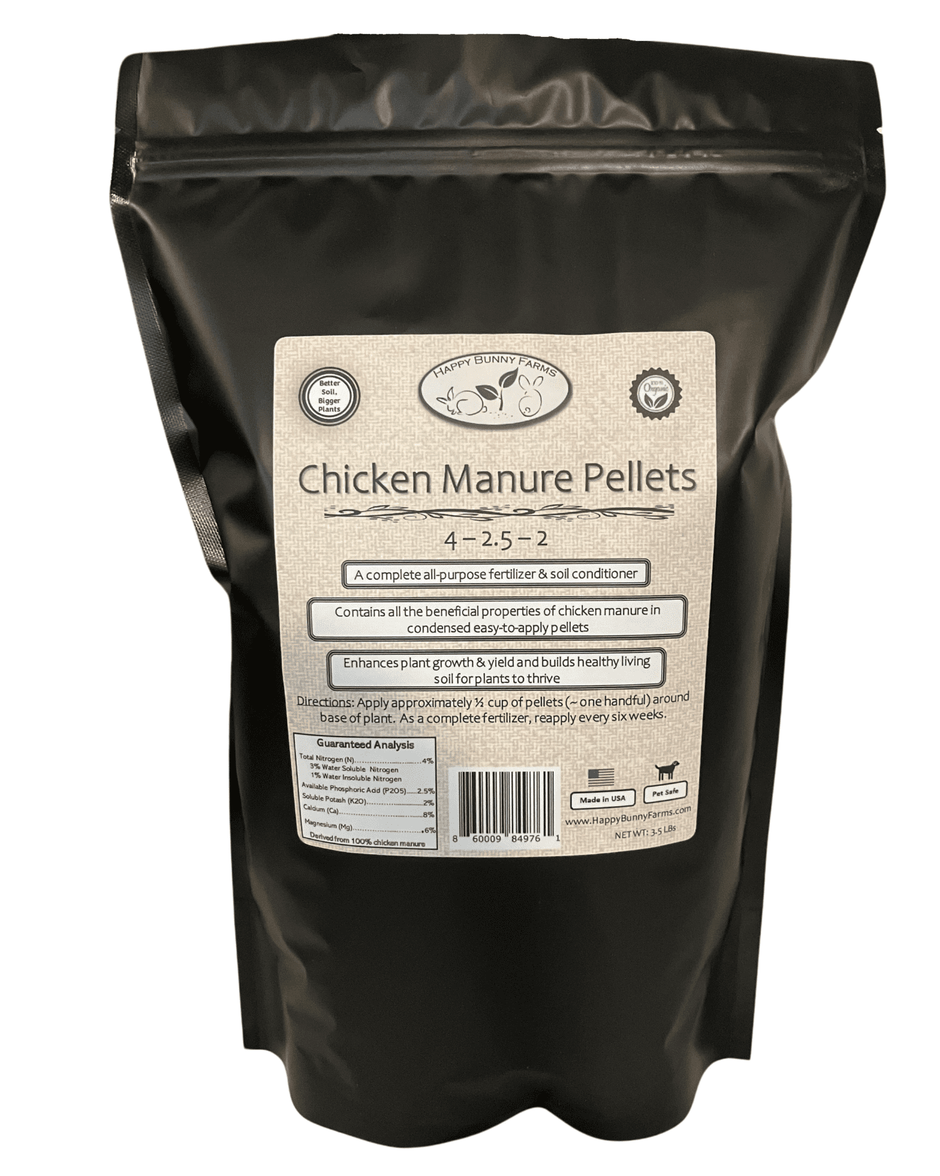 Organic Chicken Manure Fertilizer 3.5 lb Pellets for Lawn, Garden
