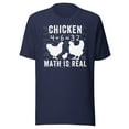 thumbnail image 1 of Chicken Math is Real Shirt, Unisex, Chicken Lover Shirt, Funny Chicken Shirt, Funny Math Meme Shirt, Chicken Whisperer, Backyard Chickens (Navy, L), 1 of 1