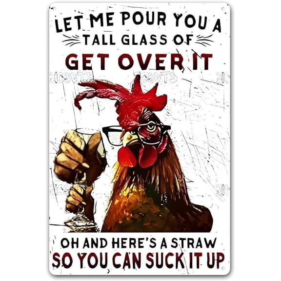 Chicken Metal Signs Funny Chicken Coop Decor, Farm Sign for Home Kitchen Outdoor Decor Chickens Plaque Gifts for Chicken Fan Lovers 8×12 Inch