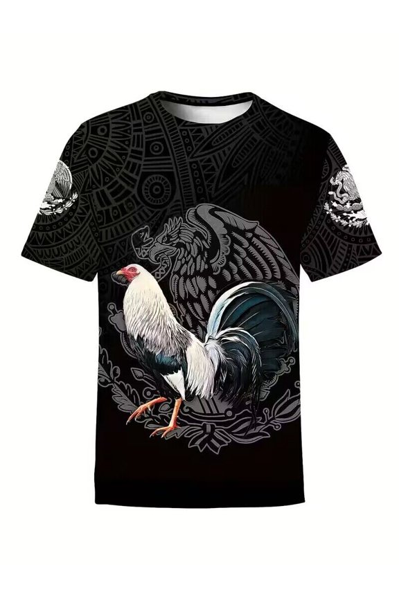 Chicken Mexican Aztec Eagle Graphic Fashion Tee Men