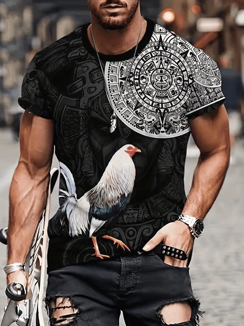 Chicken Mexican Aztec Graphic Print Fashion Tee Men - Walmart.com