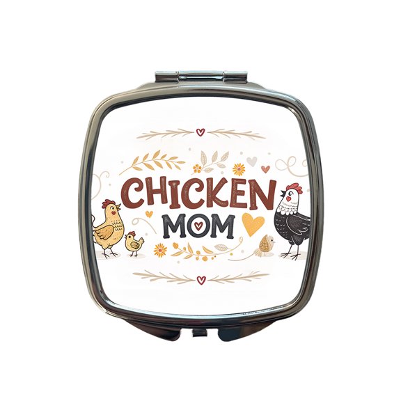 Chicken Mom Cute Funny Travel Makeup Handbag Purse Small Pocket Compact Mirror