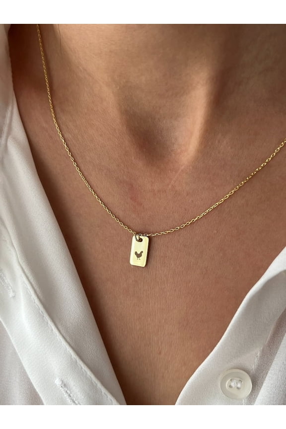 Chicken Necklace • 925 Silver Jewelry • Funny Necklace • 14K Gold Plated • Minimalist Jewelry • Pendant for Farmer • Farm Animal Gifts