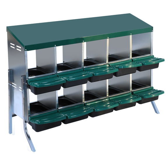 Chicken Nesting Box, 10 Compartment Roll Away Nesting Box for Eggs, Chicken Laying Box with Egg Collection, Cleanable Pull Out Hen Roosting Boxes
