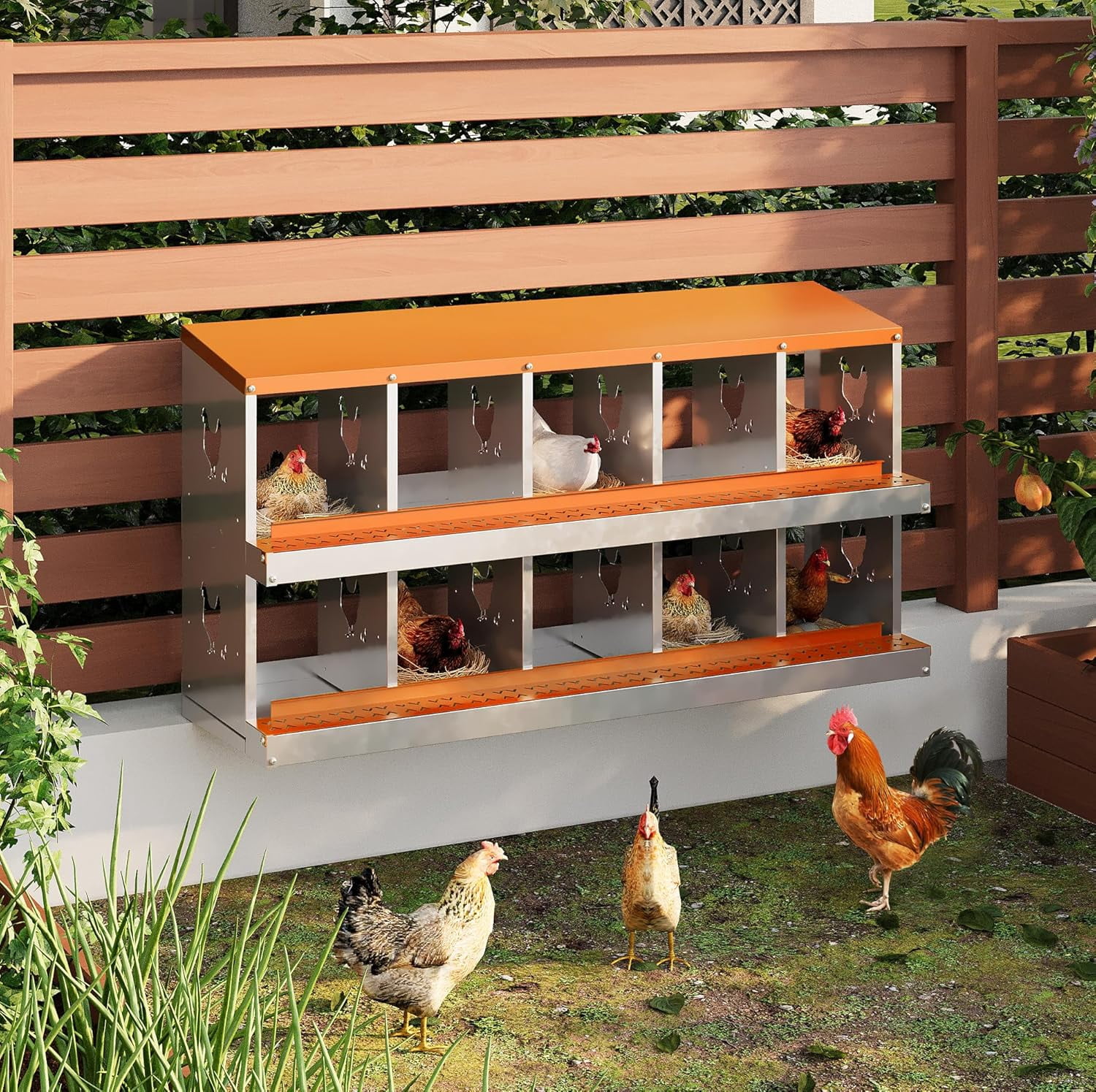 Chicken Nesting Box 6/8/10 Compartment Galvanized Steel Chicken Laying ...