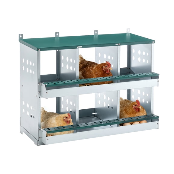 Chicken Nesting Box, 6 Compartment Metal Nesting Boxes for Hens Laying Eggs, Roll Away Chicken Laying Boxes with Egg Collection