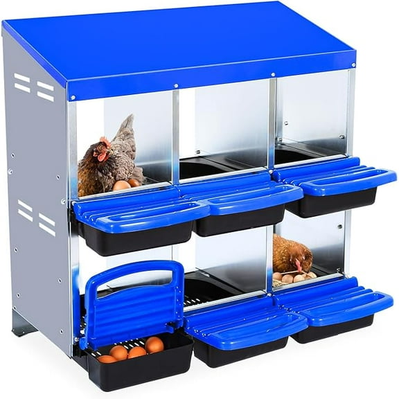 Chicken Nesting Box, 6 Hole 2 Layer Hen Nest Boxes, Roll Away Eggs Laying Boxes,Cleanable Pull Out Hen Roosting Boxes