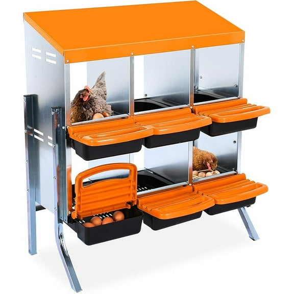 Chicken Nesting Box,6 Hole Roll Away Nesting Box for Laying Eggs,Wall Mount Chicken Nesting Boxes,Easy Egg Collection,Cleanable Pull Out Hen Roosting Boxes