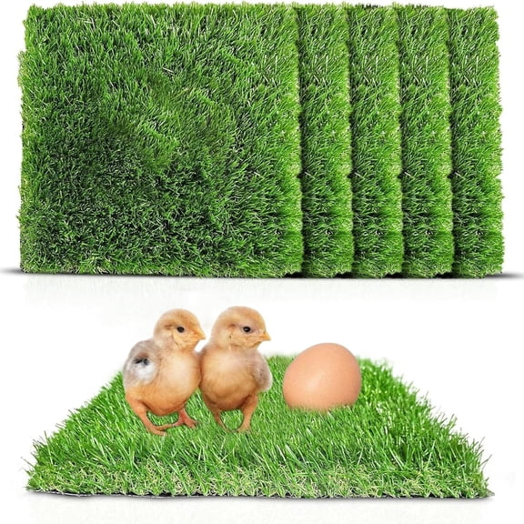 Chicken Nesting Box Pads for Laying Eggs: 6 Pack Washable Artificial Grass Turf Mat Fake Grass Rug, Reusable Nesting Pads for Chicken Coop Pet Garden Lawn Outdoor Indoor, 12"x12"x1.2"
