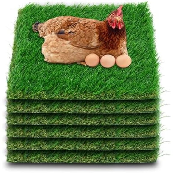 Chicken Nesting Box Pads , Washable Artificial Grass Nesting Mats Cuttable Chickens Nest Box Bedding Liners Reusable Nesting Pads for Chicken Coop Egg Duck Chicks Goose 12x12x1.35inch (6PACK)