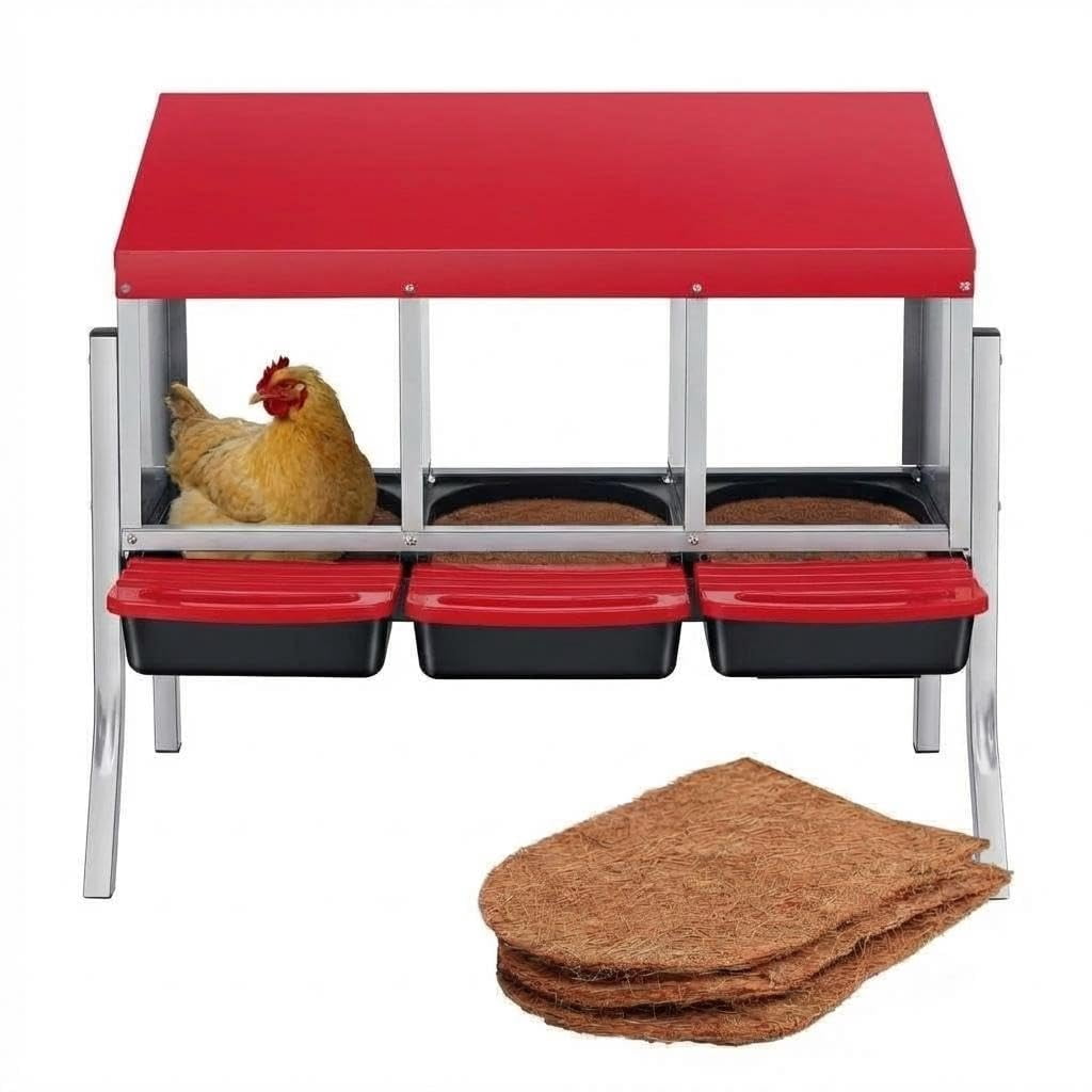 Chicken Nesting Box Set with Zinc Alloy Egg Laying Box, Plastic Handle ...
