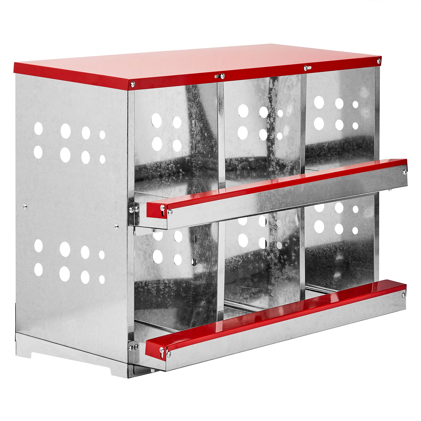 Chicken Nesting Box with Basket, 6 Compartment Roll Out Egg Nest Box Chicken Laying Box Hens Chicken Coop Box
