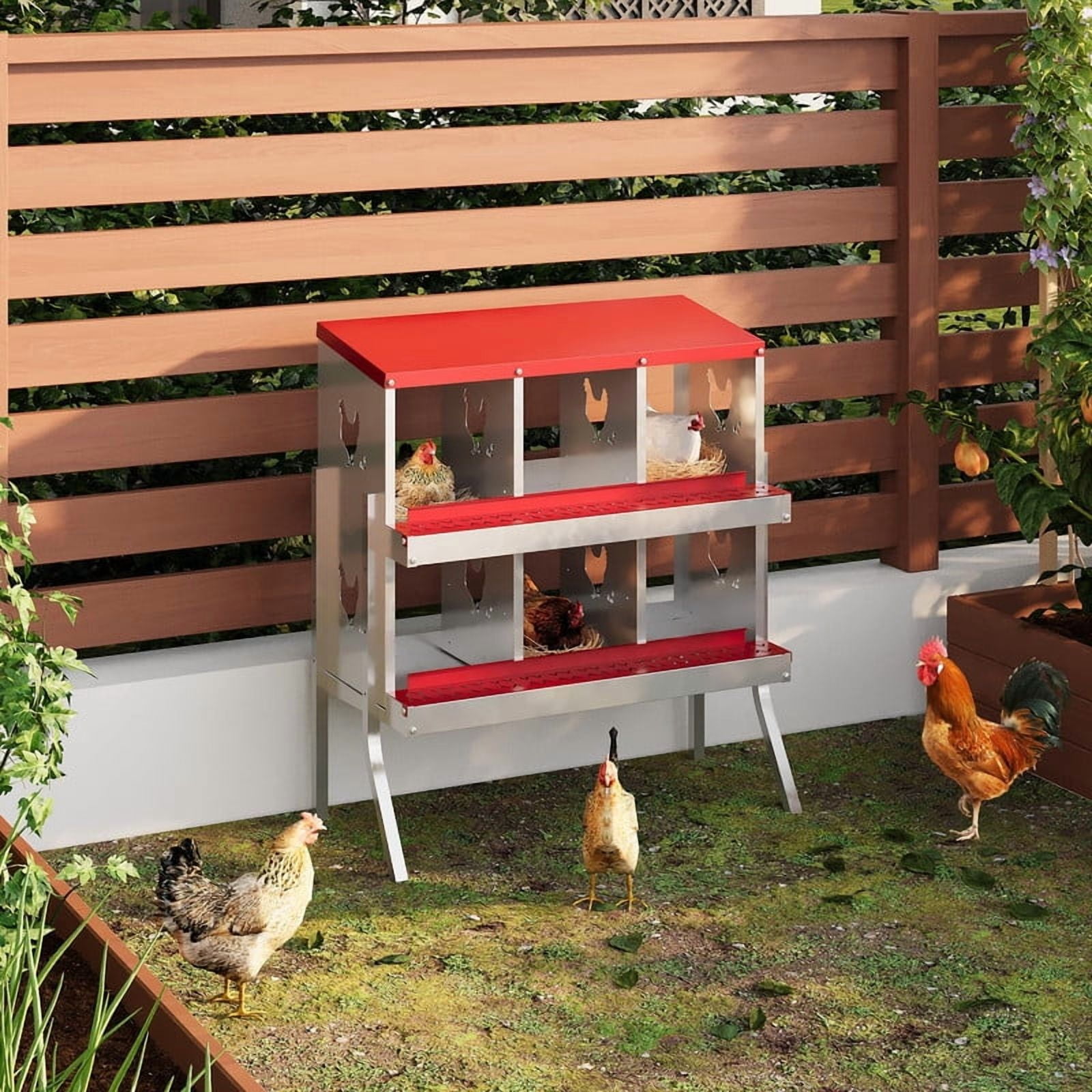 Chicken Nesting Box with Roll Out Egg Tray, Galvanized Steel Rustproof ...