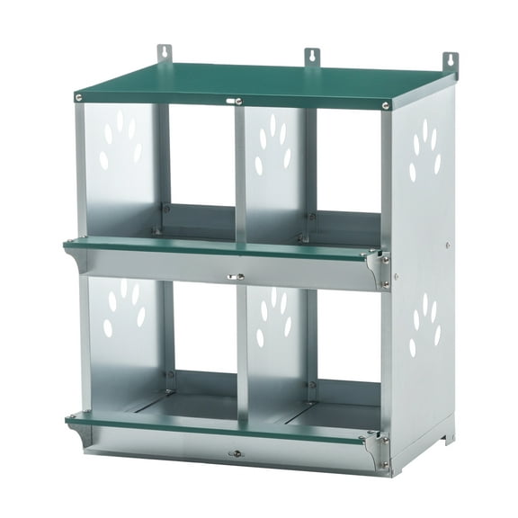 Chicken Nesting Boxes 4 Compartment, Metal Wall Mount Egg Laying Box
