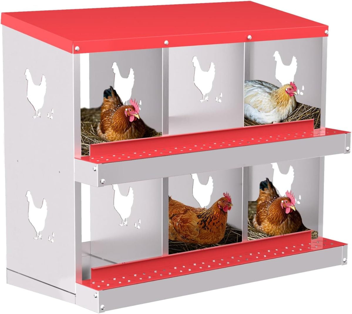 Heavy Duty Metal Chicken Nesting Boxes, 10 Compartment Galvanized Steel Rustproof - View #7