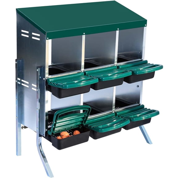 Chicken Nesting Boxes - 6 Compartments Metal Hen Laying Boxes With Lockable Lid,Laying Boxes for Hens & for Egg Collection & Protection - Protect Eggs