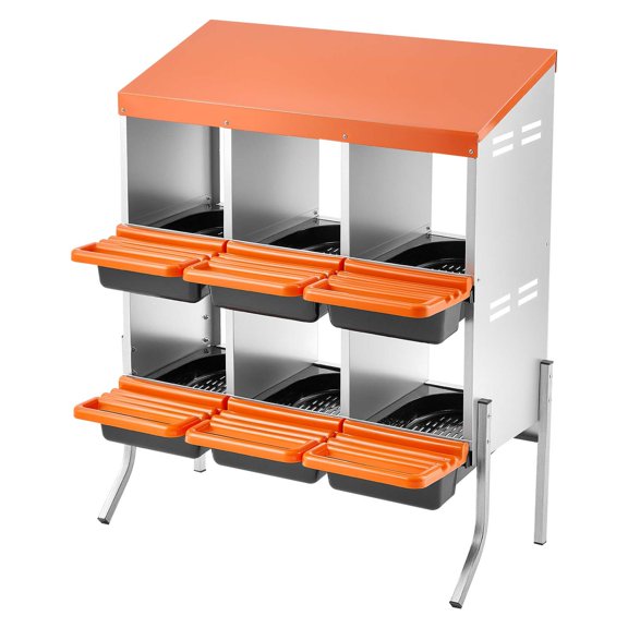Chicken Nesting Boxes, 6 Compartments, with Support Legs, Easy Egg Collection, G