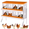 Chicken Nesting Boxes, 8 Compartment Metal Chicken Egg Laying Box with Lid Cover and Stand for Hens/Ducks, Easy Egg Collection Hen Roosting and Coop Use, Orange