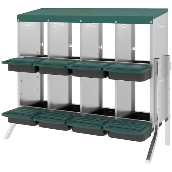 Chicken Nesting Boxes, 8 Compartment Metal Nesting Boxes for Chickens, Two-Tier Egg Laying Boxes with Vented Holes