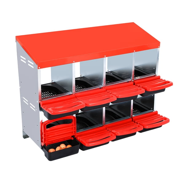 Chicken Nesting Boxes for Laying Eggs, 6/8/10 Compartment Metal Roll Away Eggs Laying Boxes with Chicken Perch, Wall Mount Chicken Brooder Box for Chicken Hens Poultry