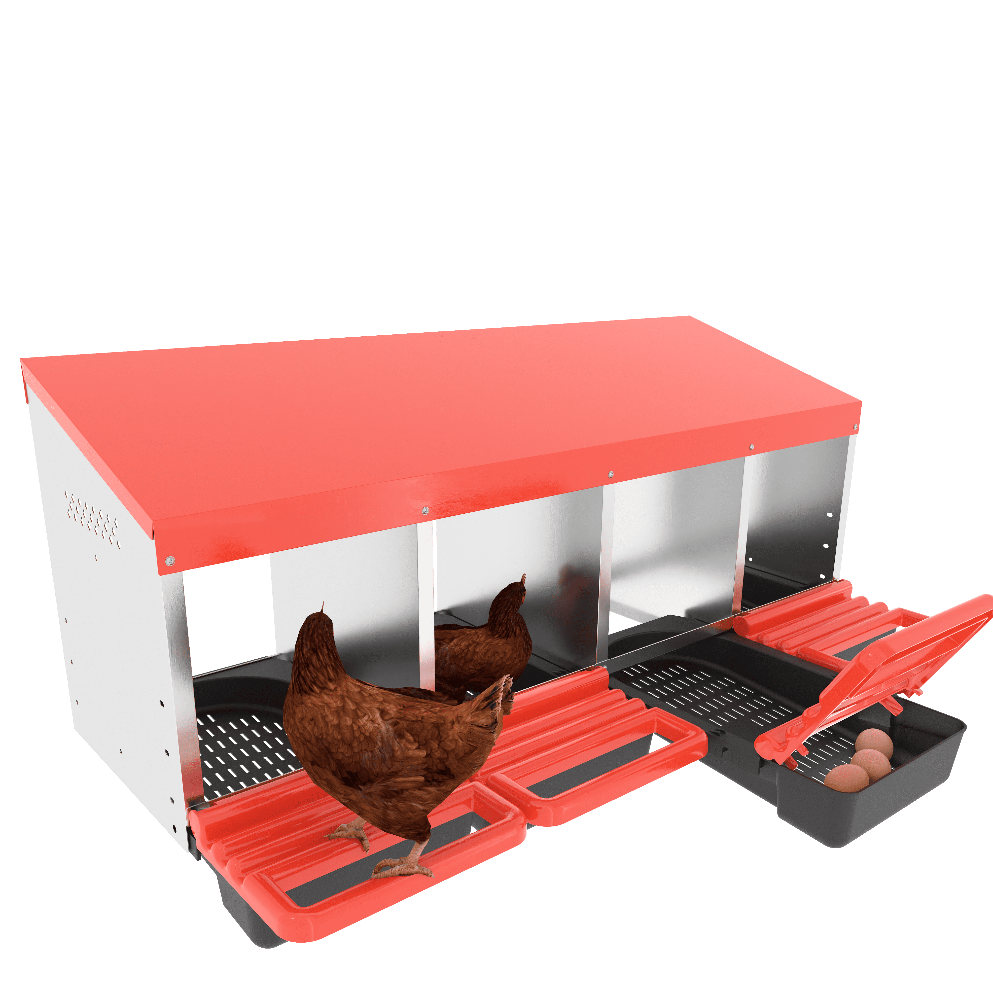 Chicken Nesting Boxes for Laying Eggs Galvanized Stainless Steel 4 Compartments Up to 20