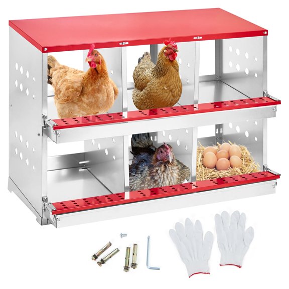 Chicken Nesting Boxes for Laying Eggs, Metal Chicken Nesting Box with Swing Perch and Roll Out Egg Collection for Chicken Coop, Egg Laying Boxes for Chickens, Hens, Ducks