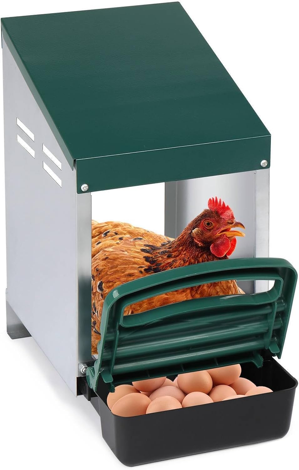 Chicken Nesting Boxes, Single Roll Out Poultry Brooder Box with Plastic ...