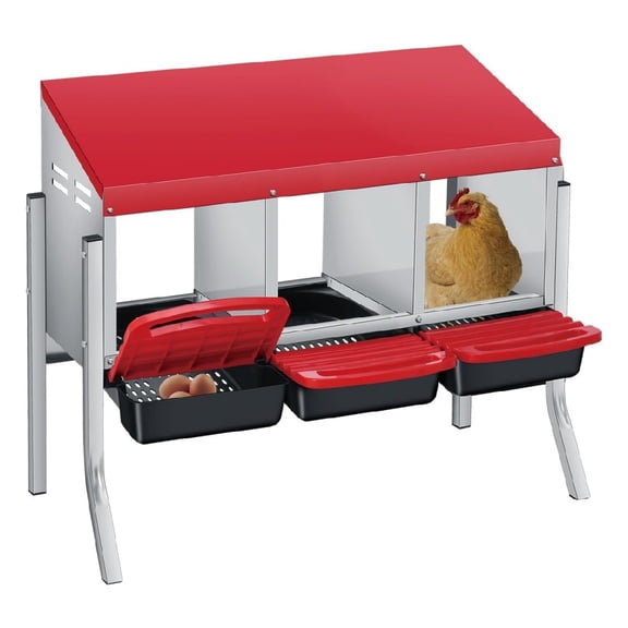 Chicken Nesting Boxes with Cleanable Pull-Out Trays, 3-Hole Wall Mount Roll Away Nest for Easy Cleaning & Egg Collection