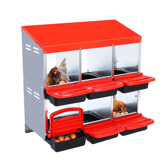 Chicken Nesting Boxes with Roll Away Egg Tray, Heavy Duty Galvanized Steel Poultry Laying Boxes for Coop