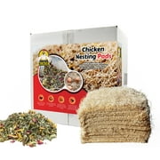 Chicken Nesting Pads with Aromatic Nest Herbs | Natural Excelsior Aspen Fiber Poultry Bedding | 13 x 13 Inches | Pack of 10
