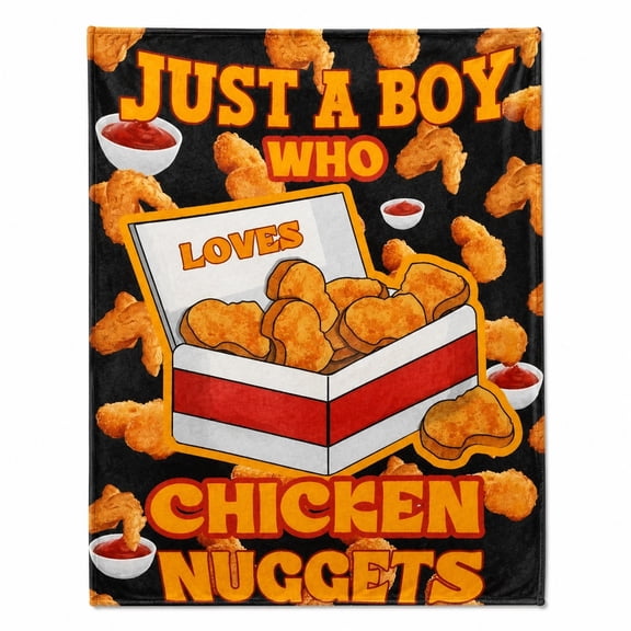 Chicken Nugget Fleece Blanket, Funny Food Print Soft Throw Blanket