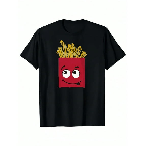 Chicken Nugget OR Fries Lover Funny Graphic T-shirt for Kids,Black Fabric 100% Cotton