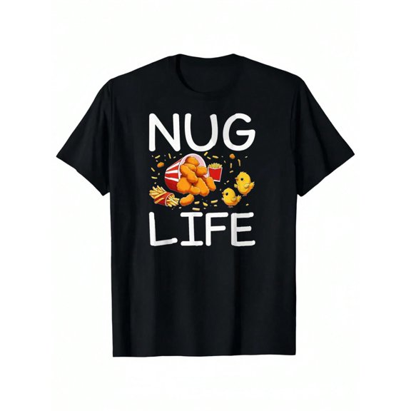 Chicken Nugget OR Fries Lover Funny Graphic T-shirt for Kids,Black Fabric 100% Cotton