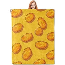 Chicken Nugget Throw Blanket Gifts for Food Lovers, Yellow Chicken Nugget Blanket for Living Room Home Decor, Cozy Flannel Plush Throw 50 x 60 Inch