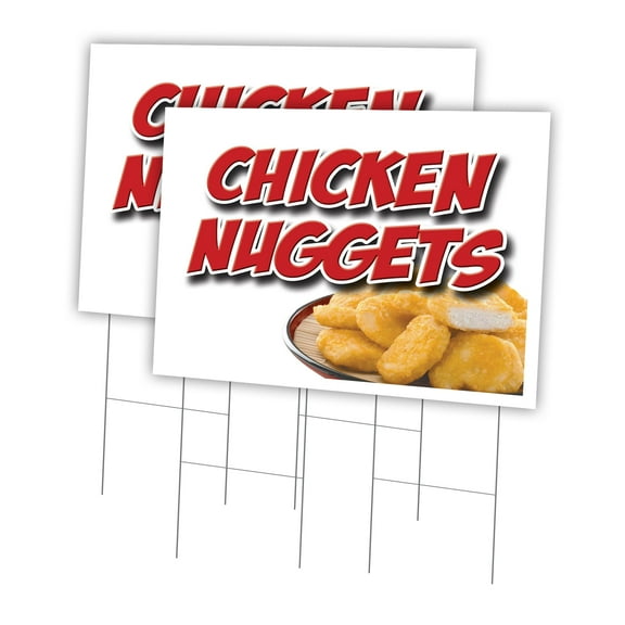 Chicken Nuggets 2 Pack Of 24" x 36" Yard Sign & Stake | Advertise Your Business | Stake Included Image On Front Only | Made in The USA
