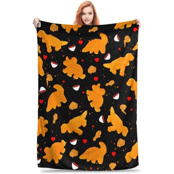Chicken Nuggets Blanket Dino Chicken Nuggets Blanket Gifts 60" X 50" Flannel I Love Chicken Nuggets Throw Blanket for Bed Living Room Sofa Couch Soft Warm Lightweight Cozy Chicken Nuggets Decor