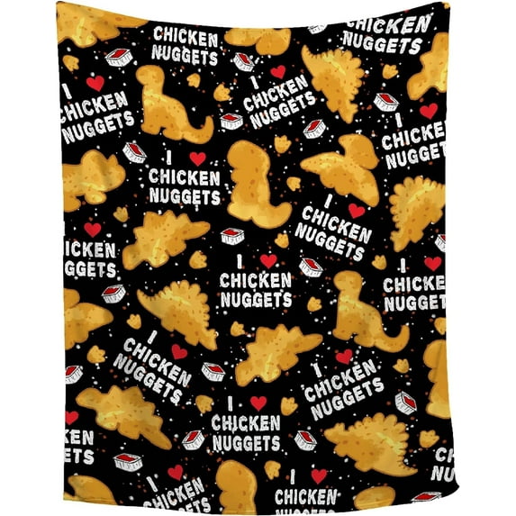 Chicken Nuggets Blanket - Ultra Soft Dino Nugget Flannel Blanket for Kids - Funny Food Blanket Home Decor for Bed Couch Living Room - Novelty Gift for Boys Girls,50"x60" for Teens