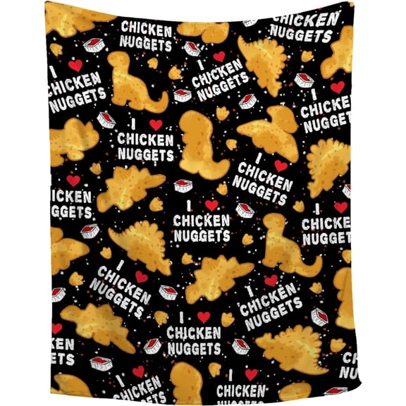 Chicken Nuggets Blanket - Ultra Soft Dino Nugget Flannel Blanket for Kids - Funny Food Blanket Home Decor for Bed Couch Living Room - Novelty Gift for Boys Girls,60"x80" for Adults