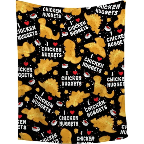 Chicken Nuggets Blanket - Ultra Soft Dino Nugget Flannel Blanket for Kids - Funny Food Blanket Home Decor for Bed Couch Living Room - Novelty Gift for Boys Girls, Various Colors and Sizes